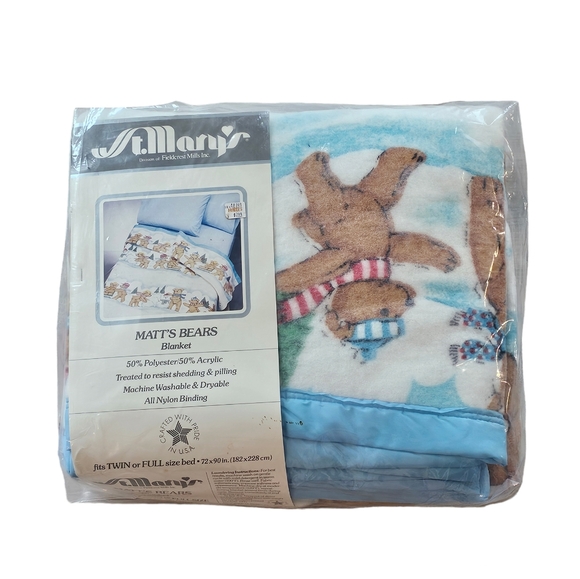 Vintage St. Mary's Matt's Bears Twin OR Full Blanket - Picture 1 of 6